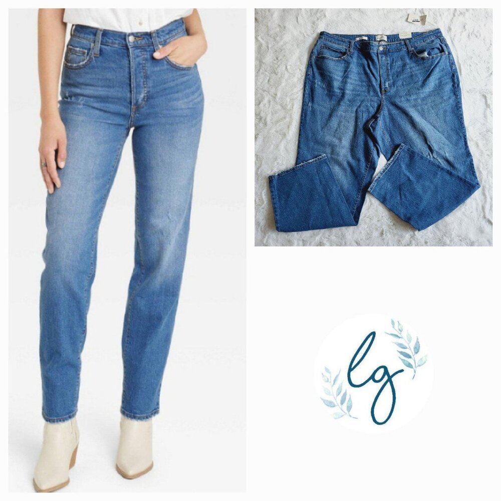 Universal Thread Women's High-Rise Distressed Straight Jeans (size 24).